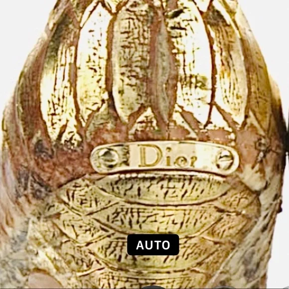 Christian Dior Python Leather Embossed Peep Toe Shoes - Picture 5 of 16